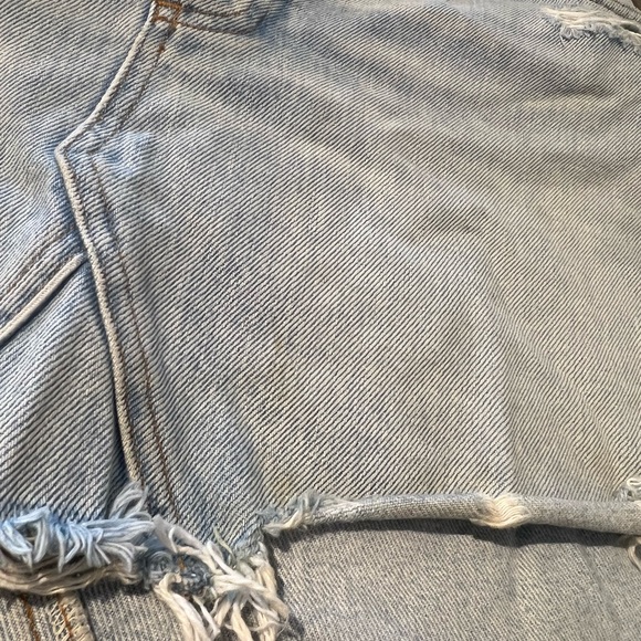 Agolde Distressed Light Wash Denim Skirt - Picture 3 of 7